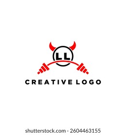 LL initial monogram for fitnes or gym logo with devil style design