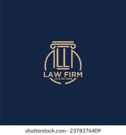 LL initial monogram for law firm with creative circle line