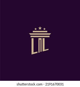 LL initial monogram logo design for lawfirm lawyers with pillar vector image