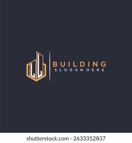 LL initial monogram logo real estate for building with polygon style