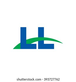 LL initial overlapping swoosh letter logo blue green