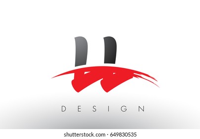 LL L Brush Logo Letters Design with Red and Black Colors and Brush Letter Concept.