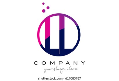 LL L Circle Letter Logo Design with Purple Magenta Dots Bubbles Vector Illustration