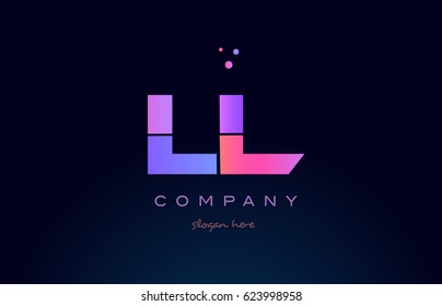 ll l  creative color blue background pink purple blue magenta alphabet letter company logo vector icon design