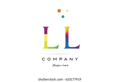 ll l  creative rainbow colors colored alphabet company letter logo design vector icon template