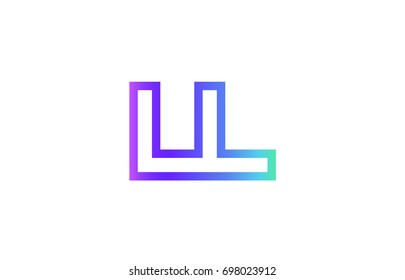 LL L L letter logo combination alphabet vector creative company icon design template modern  pink blue contour line art