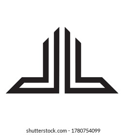 LL Letter Line Shape Logo Design 