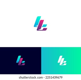 LL letter logo design template elements. Modern abstract digital alphabet letter logo. Vector illustration. Colorful LL logo.