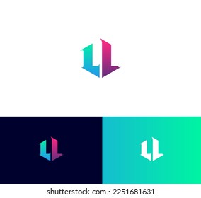 Elementos de plantilla de diseño de logotipo de letras LL. Logo de la letra digital abstracta moderna. Ilustración vectorial. Colorido logo de LL.