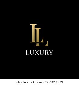 LL Letter Logo. Gold Letter Design Vector with Golden Luxury Colors and Monogram Design.