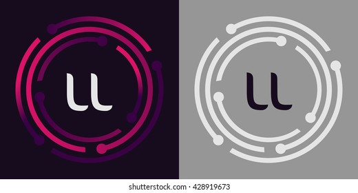 LL letters business logo icon design template elements in abstract background logo, design identity in circle, alphabet letter