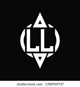 LL Logo with circle rounded combine triangle top and bottom side design template