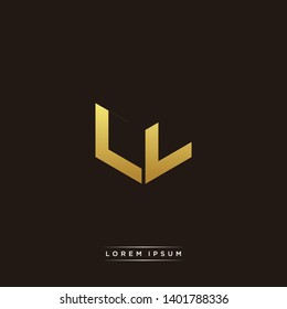 LL Logo Letter Initial Logo Designs Templete with Gold and Black Background