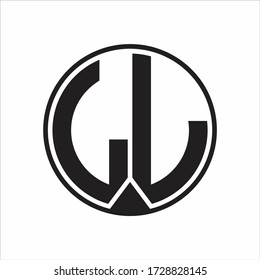 LL Monograma del logotipo con el estilo de la cinta en el fondo blanco