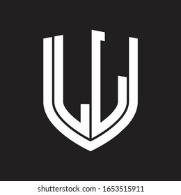 LL Logo monogram with emblem shield design isolated on black background