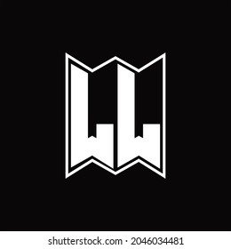 LL Logo monogram with emblem style design template on black background