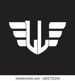 LL Logo monogram with emblem and wings element design template