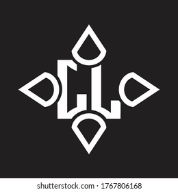 LL Logo monogram with four cone rounded by the shape design template
