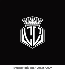 LL Logo monogram with luxury emblem shape and crown design template on black background