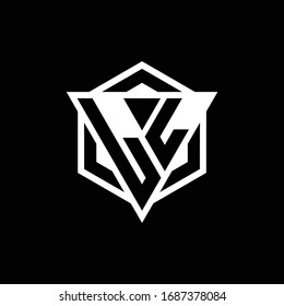 LL logo monogram with triangle and hexagon shape combination isolated on back and white colors