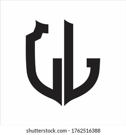 LL Logo Shield style Monogram design template on white background