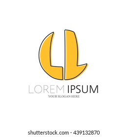 LL Logo. Vector Graphic Sphere Branding Letter Element. White Background