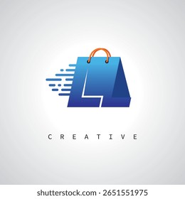 LL Shopping Monogram – Fast Delivery E-commerce Logo with Bag Icon and Digital Branding for Online Store, Retail and Logistic Identity
