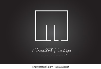 LL Square Framed Letter Logo Design Vector with Black and White Colors.