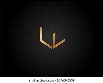 LL square shape Letter logo Design in silver gold color