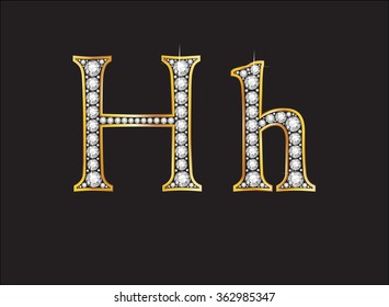 Ll in stunning diamond precious round jewels set into a 2-level gold gradient channel setting, isolated on black. Vector EPS-10 file, transparency used. 