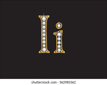 Ll in stunning diamond precious round jewels set into a 2-level gold gradient channel setting, isolated on black. Vector EPS-10 file, transparency used. 