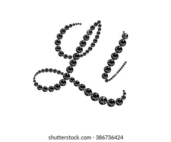 Ll in stunning Onyx Script precious round jewels, isolated. Vector EPS-10 file, transparency used. 