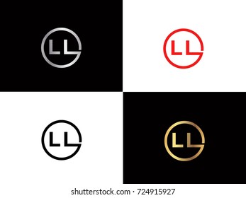 LL text gold black silver modern creative alphabet letter logo design vector icon

