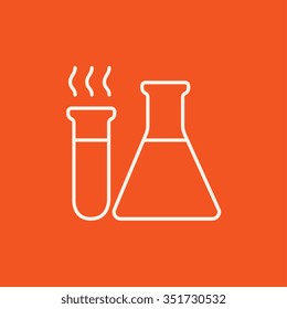 Llaboratory equipment line icon for web, mobile and infographics. Vector white icon isolated on red background.