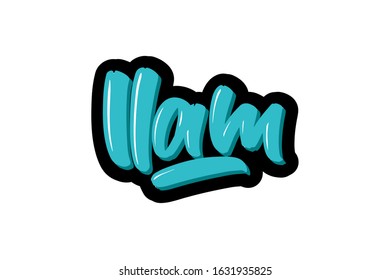 LLam City logo text. Vector illustration of hand drawn lettering on white background