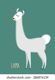 Llama Alpaca. Animal Lama on a green background. Vector illustration
