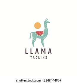 Llama or alpaca animal logo icon design template flat vector