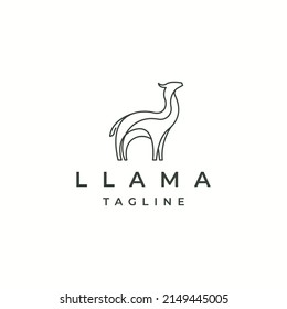 Llama or alpaca animal logo icon design template flat vector