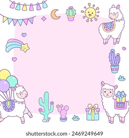 Llama alpaca background vector illustration.