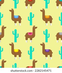 llama alpaca cartoon pattern seamless. Ornament of kids fabric