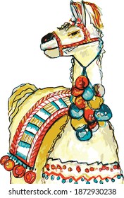 llama alpaca Chile vector illustration horse graphic wool camelid  peru