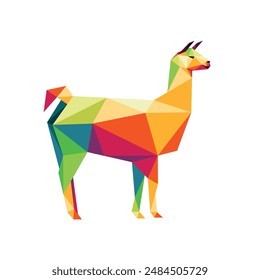 Llama Alpaca in Colorful Low Poly Vector. Colorful Abstract Logo of Llama. Llama Alpaca Colorful Illustration Vector