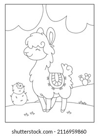 llama and Alpaca coloring pages for children