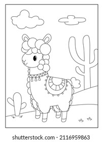 llama and Alpaca coloring pages for children