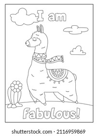 llama and Alpaca coloring pages for children