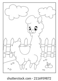 llama and Alpaca coloring pages for children