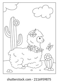 llama and Alpaca coloring pages for children