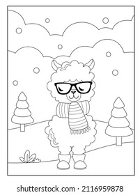 llama and Alpaca coloring pages for children