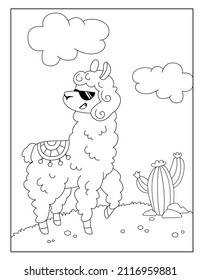 llama and Alpaca coloring pages for children