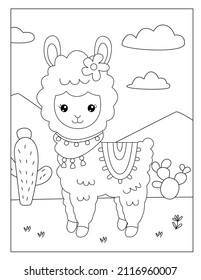 llama and Alpaca coloring pages for children